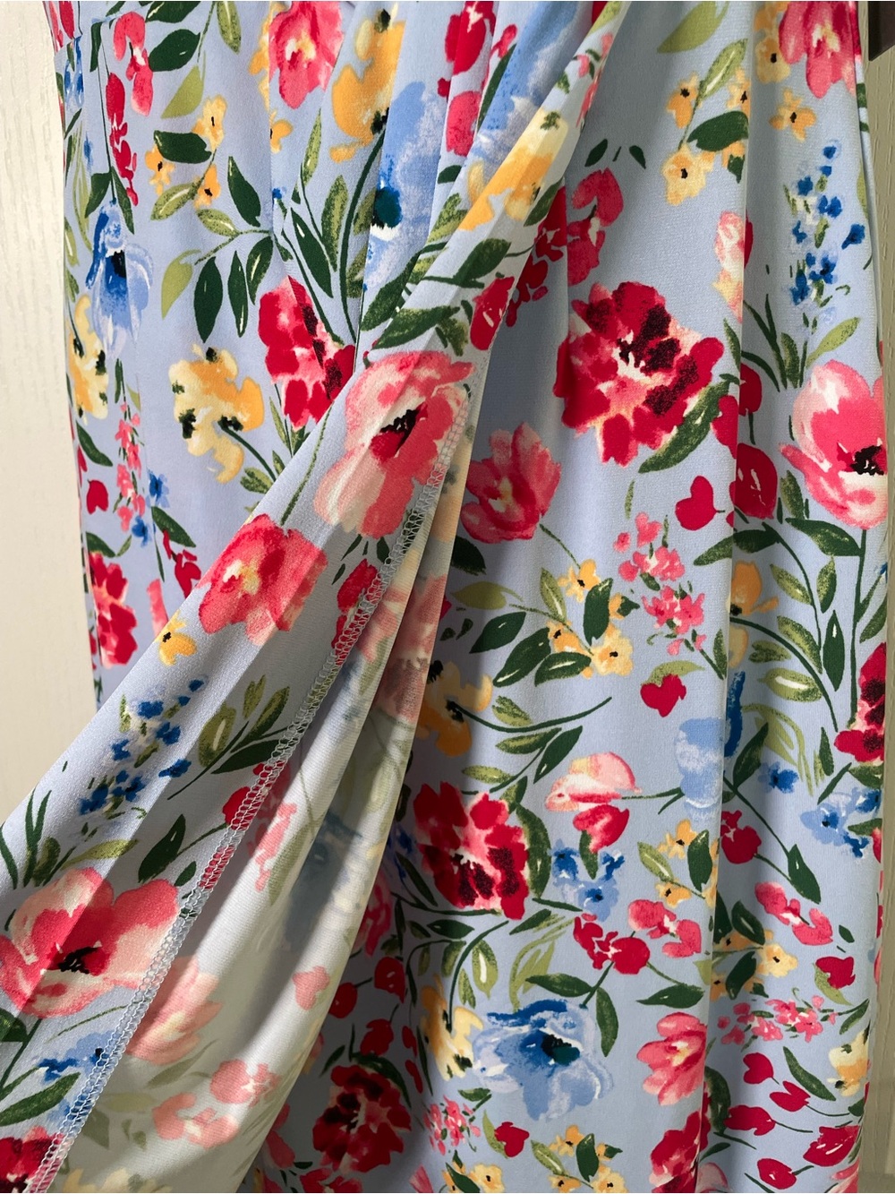 Vince Camuto Light Blue Floral Cap Sleeve Wrap Dress sz 4 - Picture 5 of 8